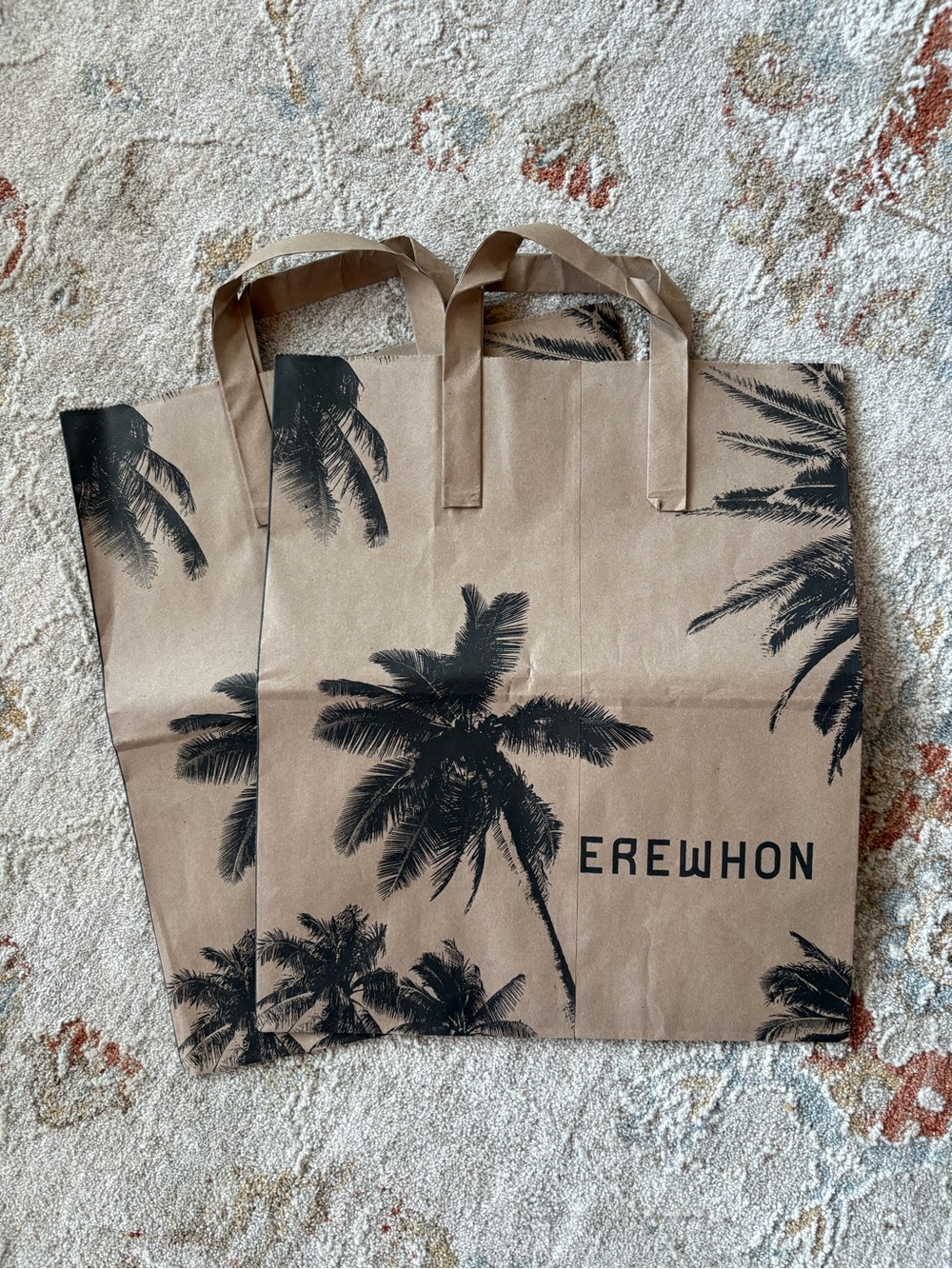 Erewhon Palm Print Paper Grocery Bag - Brown & Black